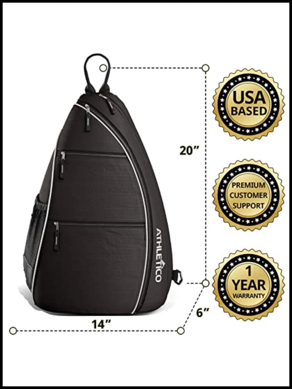 Sling Bag Crossbody Backpack for Pickleball Tennis Travel